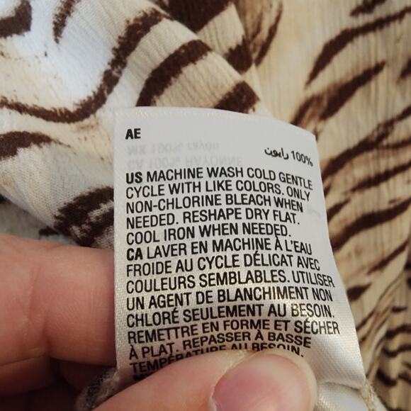 Animal Striped Print Top Womens Size Large Brown & White Blouse Unique Pattern - Picture 7 of 9